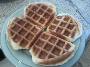 Cooked whole biscuit waffles