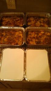 Finished casseroles in foil pans with lids for the freezer