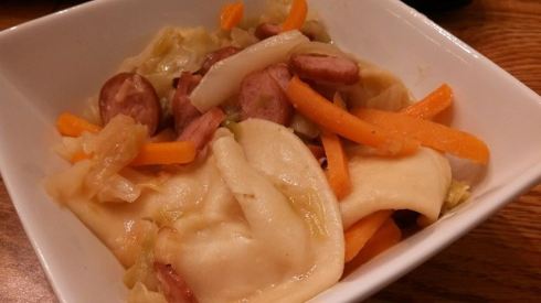 Cabbage, Kielbasa, and Pierogies