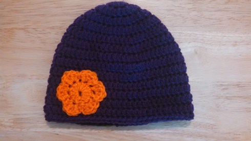 Purple Hat with Orange Flower